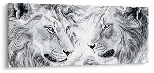 Tablou - Capete de lei desenate (120x50 cm)