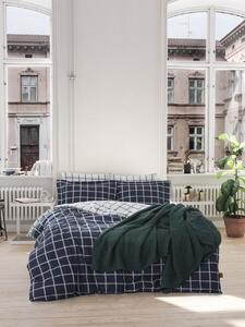 Lenjerie de pat pentru o persoana, 2 piese, 155x220 cm, 100% bumbac ranforce, Turkiz, Casual, albastru inchis
