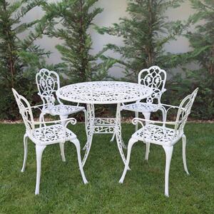 Set mobilier grădină din aluminiu cu 4 scaune Meda, alb