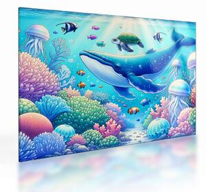 Tablou pe sticlă – Lume subacvatică (70x50 cm)