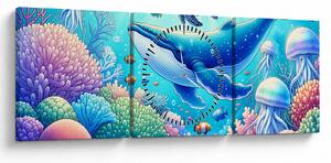 Tablou – Lume subacvatică (cu ceas) (90x30 cm)