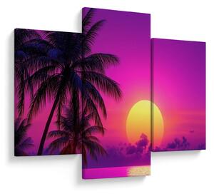 Tablou - Apus violet cu palmier (90x60 cm)