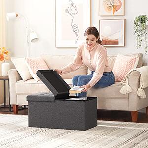 Taburet cu spațiu de depozitare OTO, 76x38x38cm, antracit SongmicsHome