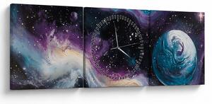 Tablou - Univers pictat (cu ceas) (90x30 cm)