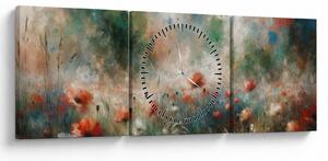 Tablou – Abstracție de câmp cu maci (cu ceas) (90x30 cm)