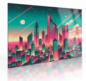 Tablou pe sticlă – Metropolă în stil pop-art (70x50 cm)