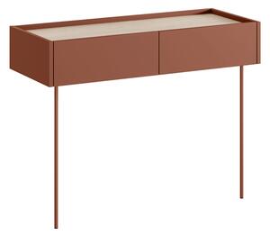 Masa de toaletă cu sertare și picioare metalice Desin 100 cm - verde măsliniu / stejar nagano - ceramic red / stejar nagano