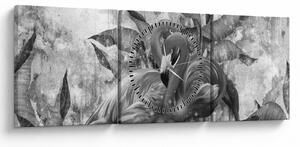 Tablou - Graffiti cu flamingo (cu ceas) (90x30 cm)