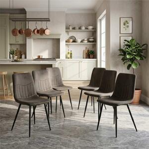 Set 6 Scaune Bucatarie Darien Maro, tapitat cu material textil catifelat, picioare metalice negre, 88x44 cm