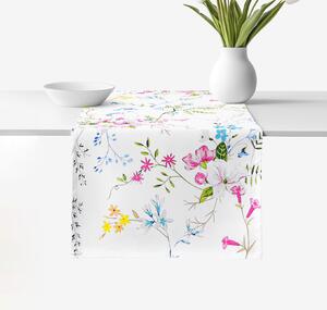 Goldea napron de masă 100% bumbac - flori de pajiște pictate 35x120 cm
