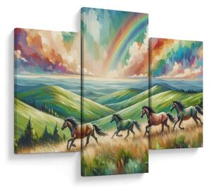 Tablou – Cai galopând prin peisaj (90x60 cm)