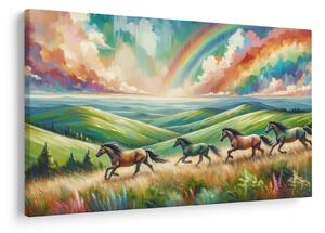 Tablou – Cai galopând prin peisaj (90x60 cm)