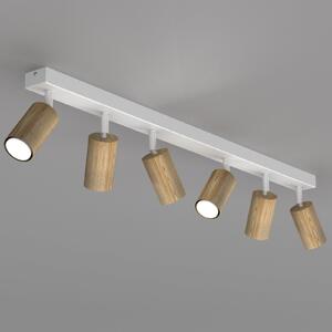 Luminex Spot de tavan Nisse, alb, lungime 90 cm, 5 becuri, lemn/metal, reglabil, Alb, Camera de zi / sufragerie, Lemn, Plafon cu flacără multiplă