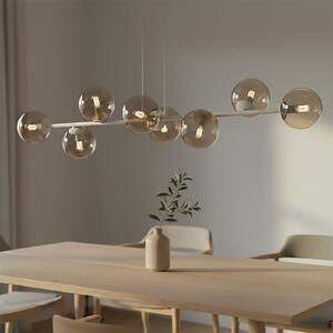 EMIBIG LIGHTING Lampă suspendată Rossi, bej, lungime 130 cm, 8 becuri, sticlă/metal, reglabil, Bej, Camera de zi / sufragerie, Sticlă, Modern, glob