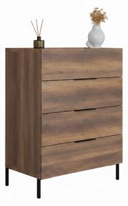 Comoda Adore Oryana, 4 sertare, Alb - Nuc - Stejar, 80x104x44 cm