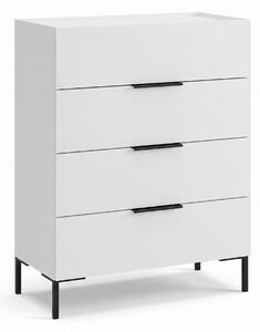 Comoda Adore Oryana, 4 sertare, Alb - Nuc - Stejar, 80x104x44 cm