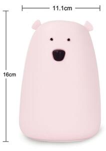 Lampă LED RGB pentru copii BEAR, tactilă, 0,8W, 5V, roz + USB