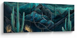 Tablou - Noapte turcoaz (cu ceas) (90x30 cm)