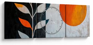 Tablou - Abstracție cu plantă și soare (cu ceas) (90x30 cm)