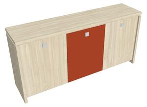 Dulap mic Verno 188 x 46 x 90 cm, uși combinate, salcâm / portocaliu
