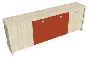 Dulap mic Verno 248 x 46 x 90 cm, uși combinate, salcâm / portocaliu