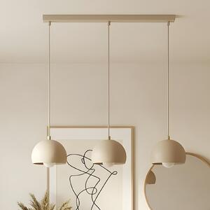 Luminex Lampă suspendată Sool, bej, lungime 65 cm, 3 becuri, metal, E27, reglabil, Bej, Camera de zi / sufragerie, Metal