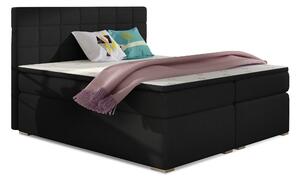 Pat matrimonial Boxspring 160 cm Abbie (negru) (cu saltele). 1027415