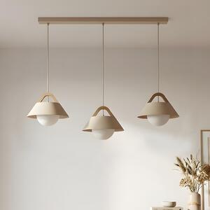 Luminex Lampă suspendată Funda, bej, lungime 110 cm, 3 becuri, metal/sticlă, reglabil, Bej, Camera de zi / sufragerie, Metal, Scandinavă