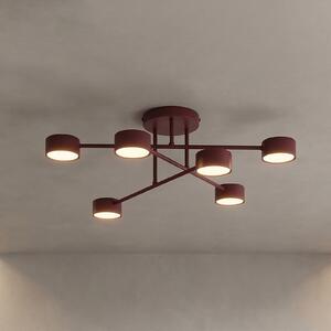 EMIBIG LIGHTING Plafonieră HALO, roșu închis, Ø 60 cm, 6 becuri, metal, GX53, reglabil, Roșu, Camera de zi / sufragerie, Metal, Modern, Plafon semicircular cu spațiere