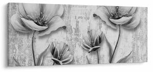 Tablou - Flori alb-negru pe fundal (120x50 cm)