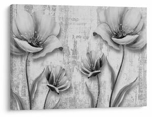 Tablou - Flori alb-negru pe fundal (70x50 cm)
