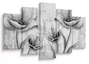 Tablou - Flori alb-negru pe fundal (150x105 cm)