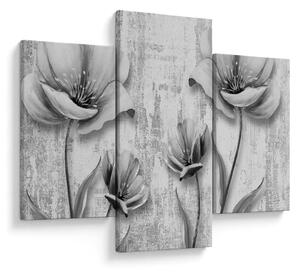 Tablou - Flori alb-negru pe fundal (90x60 cm)
