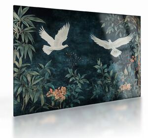 Tablou pe sticlă - Două porumbei (70x50 cm)