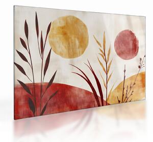 Tablou pe sticlă - Plante și cercuri (70x50 cm)