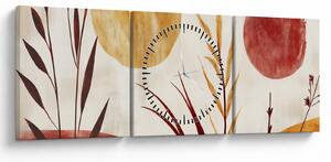 Tablou - Plante și cercuri (cu ceas) (90x30 cm)