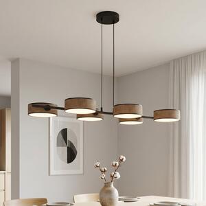 EMIBIG LIGHTING Lampă suspendată DRUMZ, maro, lungime 100 cm, 6 becuri, material textil, E14, reglabil, Maro / Rugină, Camera de zi / sufragerie, Țesătură / Textil, Modern
