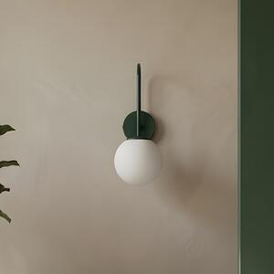 Luminex Aplică de perete Cambridge, verde închis, înălțime 34 cm, metal/sticlă E14, reglabil, Verde, Camera de zi / sufragerie, Metal, Modern, glob