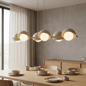 EMIBIG LIGHTING Lampă suspendată BOOM, bej, lungime 88 cm, 6 becuri, metal/sticlă, reglabil, Bej, Camera de zi / sufragerie, Metal, Modern