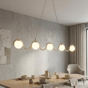 EMIBIG LIGHTING Lampă suspendată SINUS, bej, lungime 110 cm, 5 becuri, metal/sticlă, reglabil, Bej, Camera de zi / sufragerie, Sticlă, Modern, glob