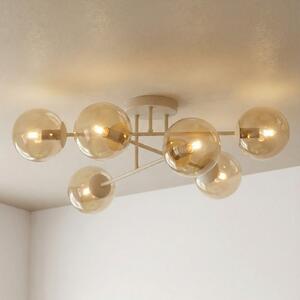 EMIBIG LIGHTING Plafonieră ROMA, bej, Ø 75 cm, 6 becuri, sticlă/metal, E14, reglabil, Bej, Camera de zi / sufragerie, Sticlă, Modern, glob