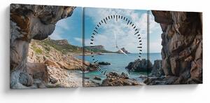 Tablou - Peșteră lângă mare (cu ceas) (90x30 cm)