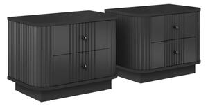 Set de noptiere Vesper 56 cm cu mânere aurii - negru