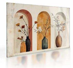 Tablou pe sticlă - Vaze în arcade (70x50 cm)