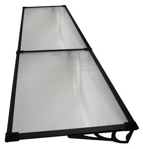 Copertina Usa / Geam MAX PRO 200x80 cm, Policarbonat 5.2 mm, Margini din Aluminiu, Suporturi din Otel Vopsit, Negru/Transparent