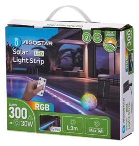 Aigostar - Bandă solară LED RGB reglabilă LED/1,6W/3,2V 5 m IP65 + telecomandă