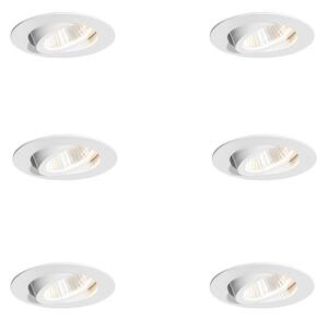 Set de 6 spoturi încastrate albe 6,8 cm, inclusiv LED 750 lm, cu dimmer IP23 - Gaius