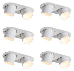 Set de 6 spoturi încastrate albe GU10 50mm cu 2 lumini - Installa