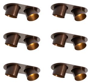 Set de 6 spoturi încastrate bronz închis GU10 70mm înclinabile cu 2 lumini - Installa
