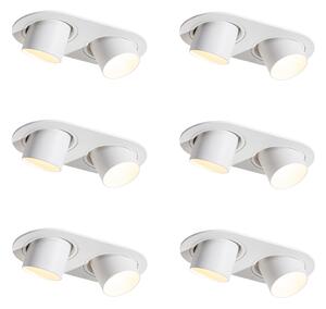 Set de 6 spoturi încastrate albe GU10 35mm înclinabile cu 2 lumini - Installa
